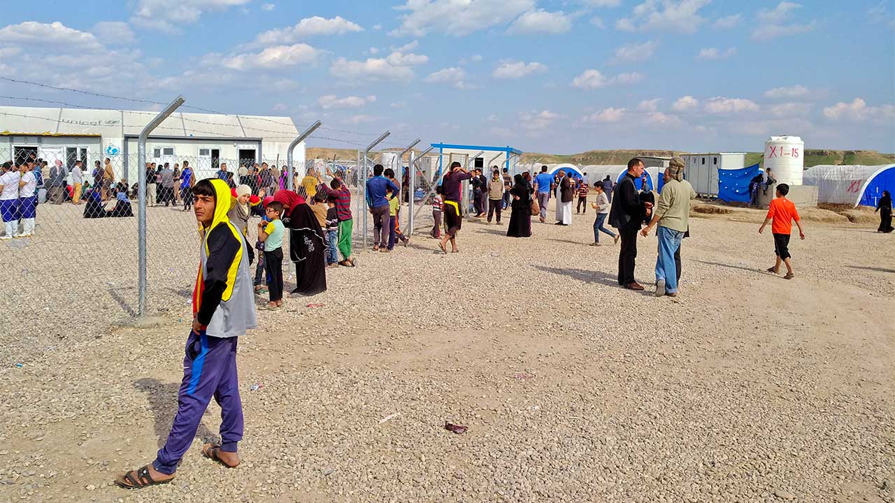 Iraqis in a camp for internally displaced people
