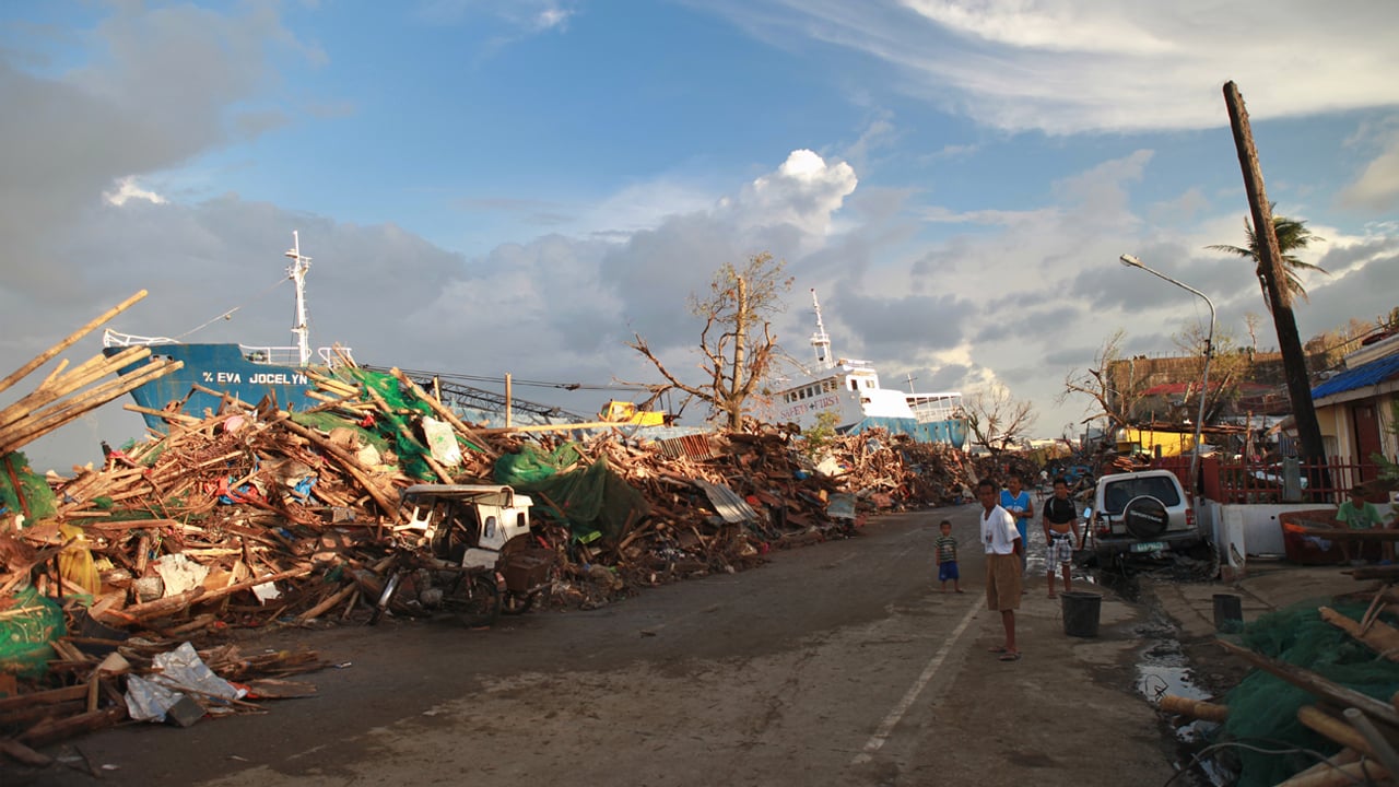 Destruction caused by typhoon Haiyan in November 2013.
