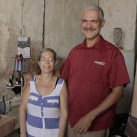 Pedro and his wife in the family upholstery workshop in Santiago de Cuba.