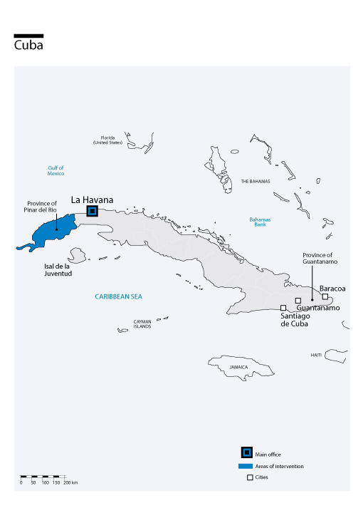 Map of HI's interventions in Cuba