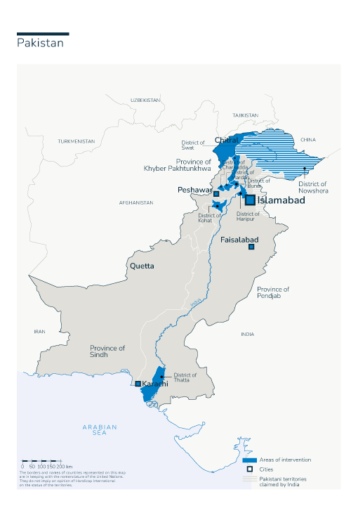 Map of HI's interventions in Afghanistan Pakistan
