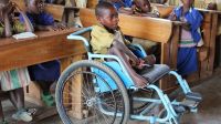 This child received a wheelchair as part of the HI Inclusive Education program and this has enabled him to attend school for the first time - RWANDA 2014. 