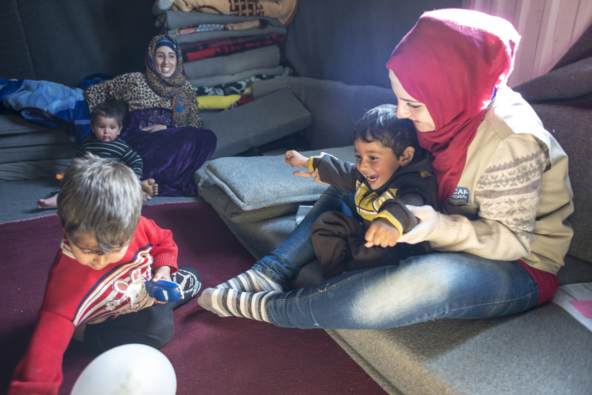 Bilal has cerebral palsy. The exercises he does with the support of the occupational therapists of HI help him interacting with his brothers.