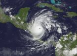 Satelite image of hurricanes Iota and 