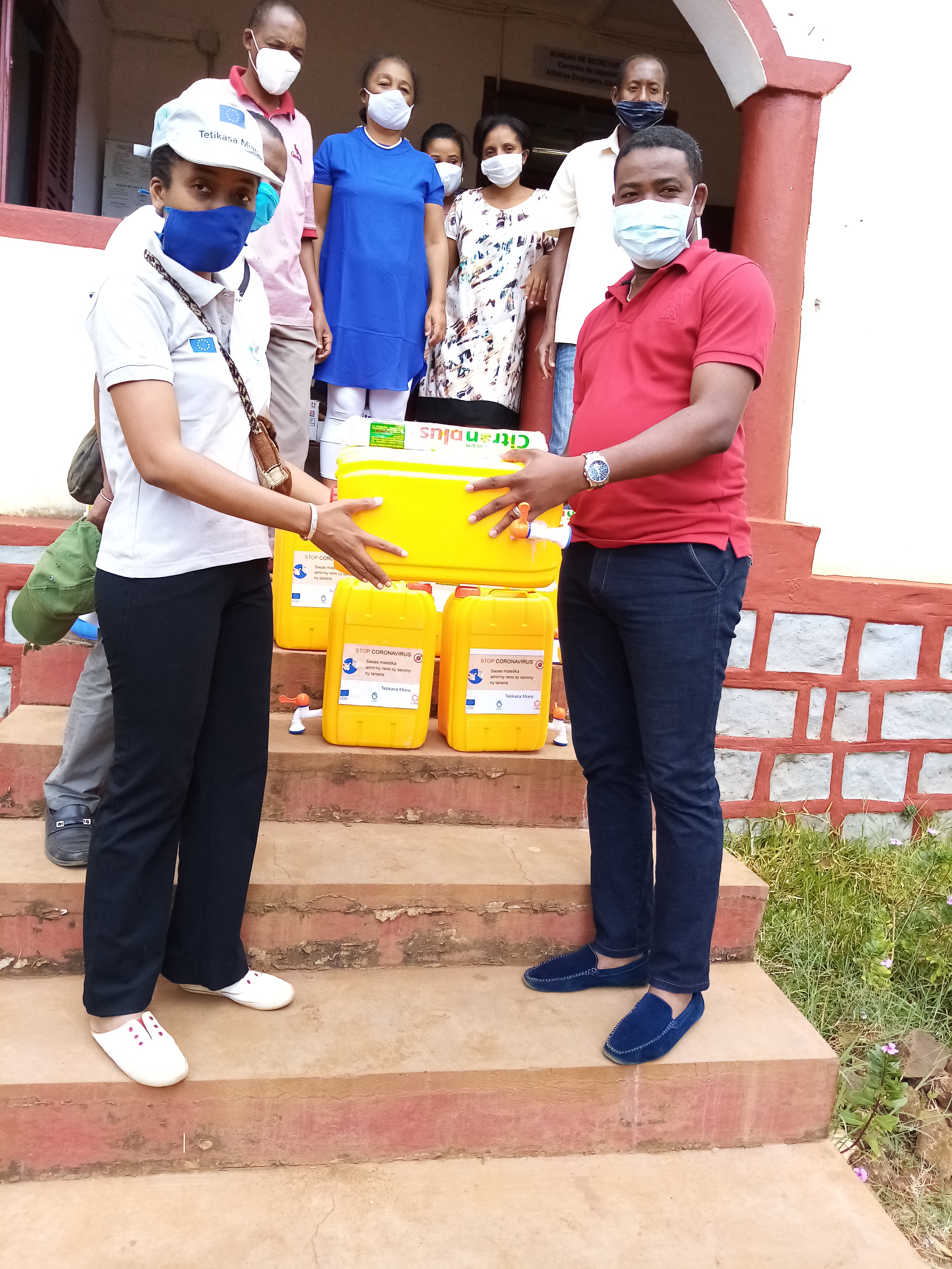 Hygiene kits are delivered to a school in the Diego district of Madagascar