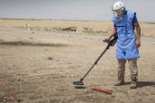 HI’s mine clearance teams clearing explosive remnants of war from fields in a bombed village fifteen years ago, during the US military intervention in Iraq.