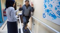 Ahed does rehabilitation exercises at the Zarqa Rehabilitation Centre 