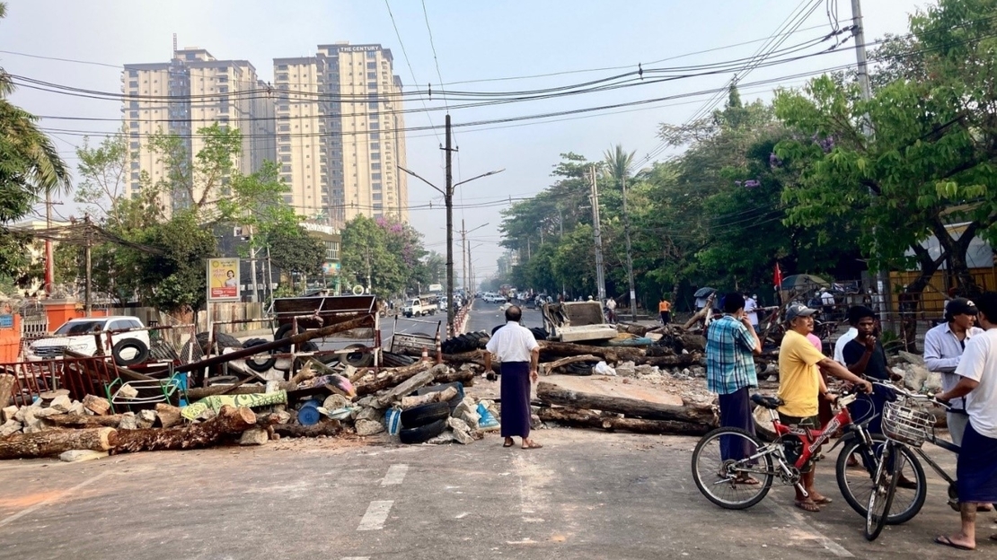 Contextual picture linked with demonstrations in Yangon, March 2021.