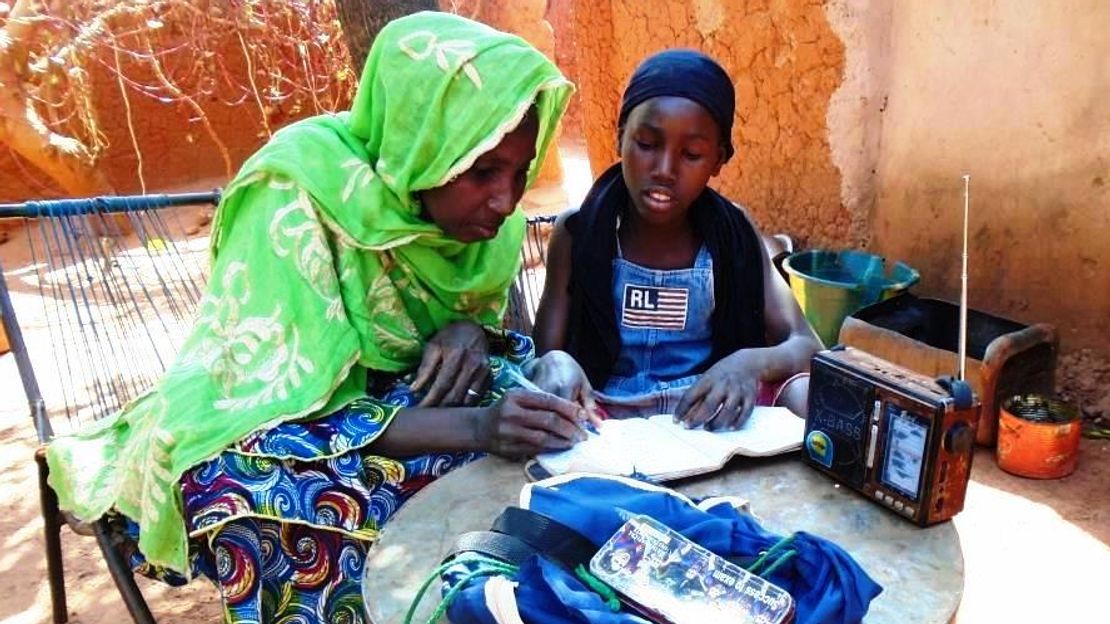 Pinda, who is sensory limited, was given a solar-powered radio to follow the lessons broadcast during the health crisis.