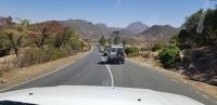 HI vehicles on the road to the Tigray region to provide humanitarian aid, Ethiopia 2021