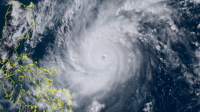 Satellite image of the Super-typhoon Goni / Rolly approaching the Philippines - October 31, 2020 - Satellite image Himawari-8.