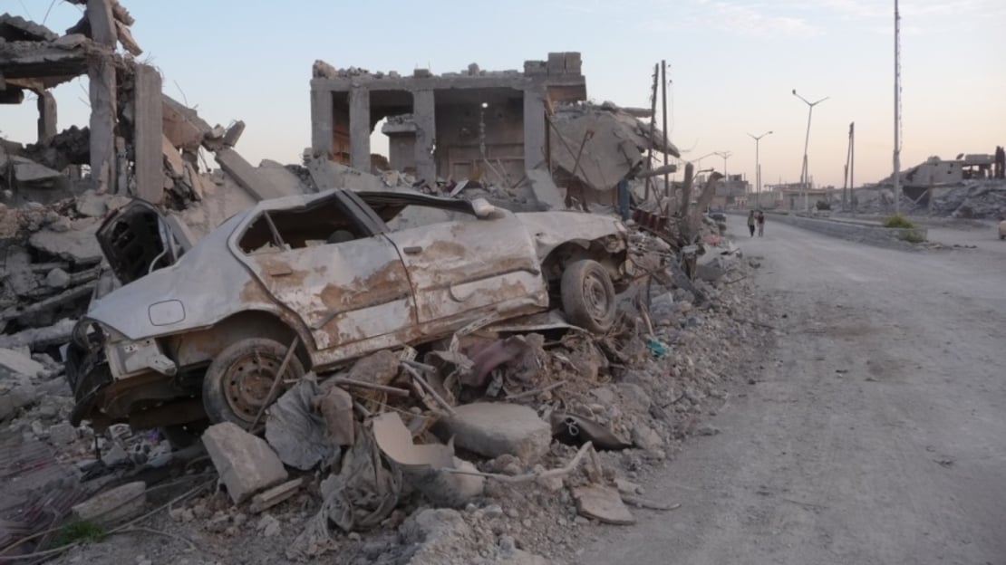 City of Kobané in North Syria after heavy bombing in 2016