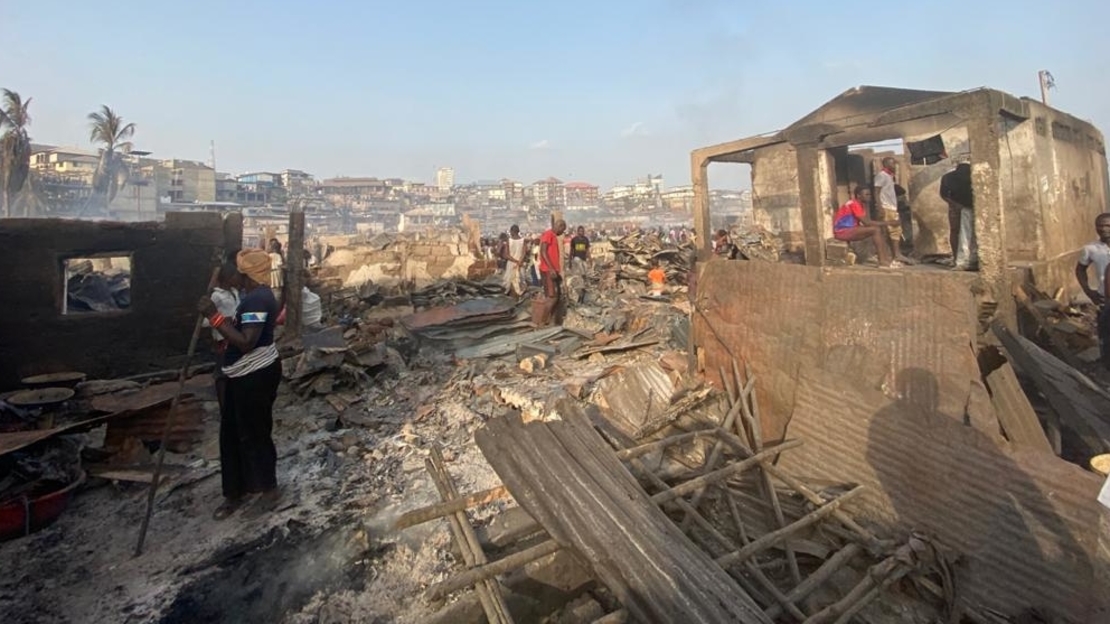 The shanty town of Susan's Bay, in Freetown, after the fire