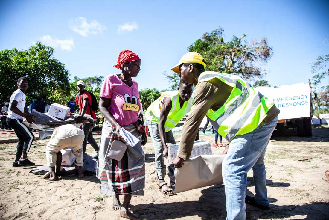 An aid distribution in Mozambique following Cyclone Idai.