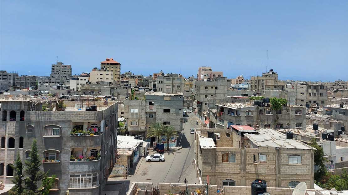 The view from Reham's window in North Gaza after days of violent conflict, 2021. 