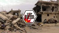 Destruction in Gaza/Stop Bombing Civilians logo