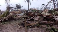 Homes destroyed after cyclone Batsirai in Mananjary, Madagascar.