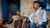Eddie Ndopu meets Emmanuel, 16, at the GS Ruhango school in Rwanda.