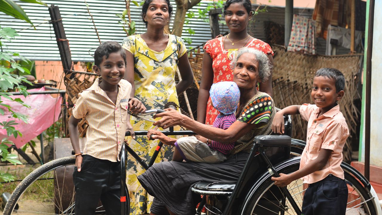 Arumugam lives with her daughter and two grandchildren. Her village is regularly affected by severe floods.