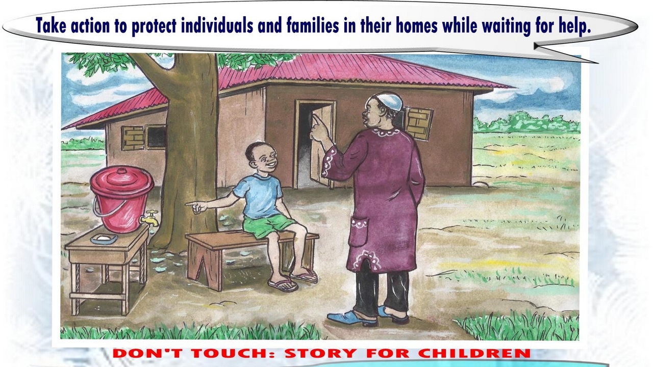 A page from a children's book created by Handicap International to ensure children have the information they need to stay safe from the danger of ebola. Sierra Leone.