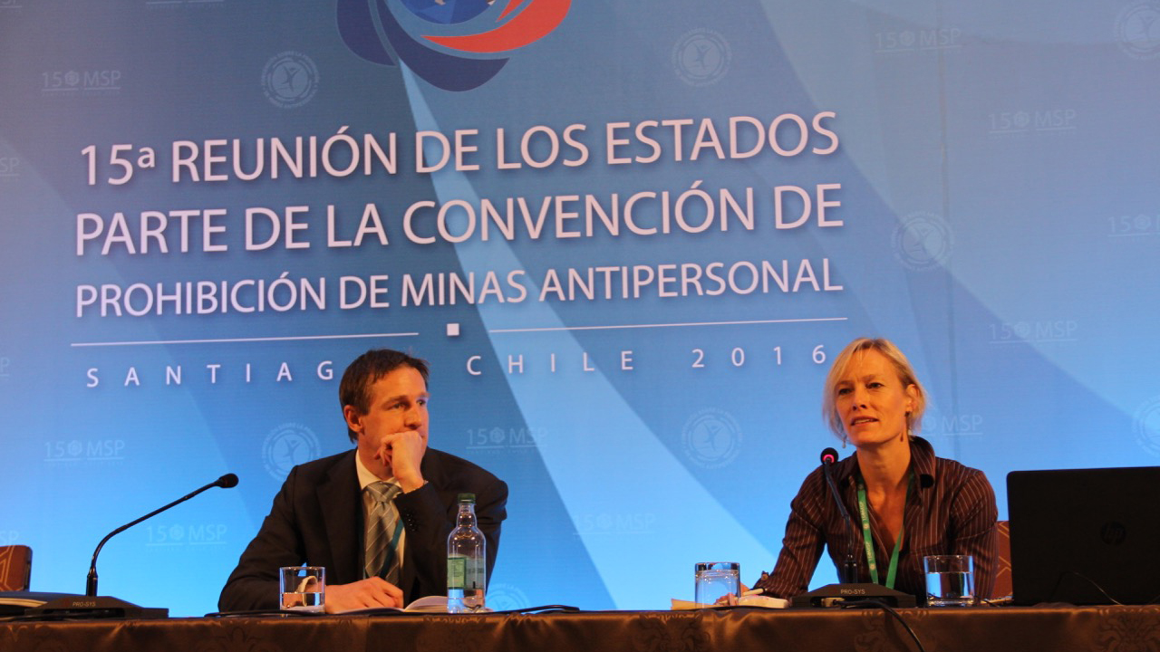 Handicap International Victim Assistance expert Elke Hottentot during the Ottawa Treaty Conference in Santiago, Chile, December 2016.