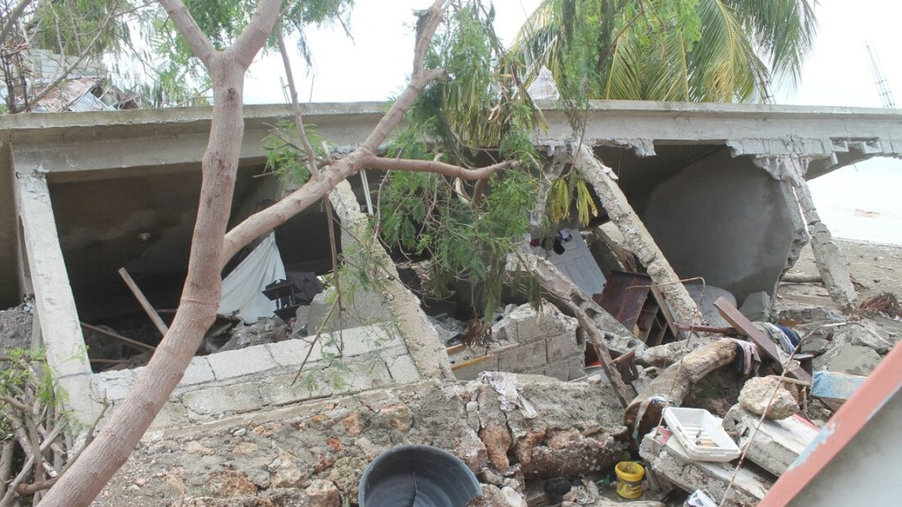 Destroyed home in southern Haiti