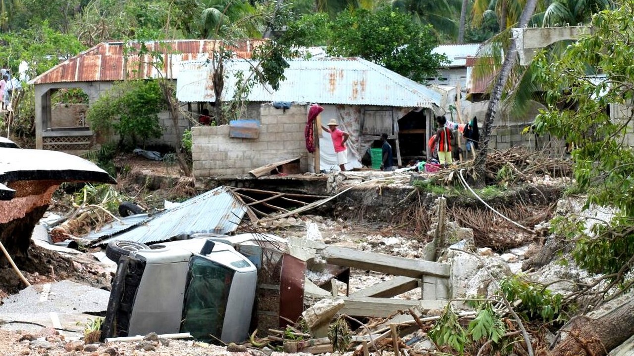 Destruction in the south of Haiti after hurricane Matthew