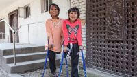 Nirmala and Khendo at the National Disabled Fund rehabilitation center