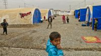 Children playing in Khazer camp, one of the biggest camps hosting displaced persons from Mosul and the region.