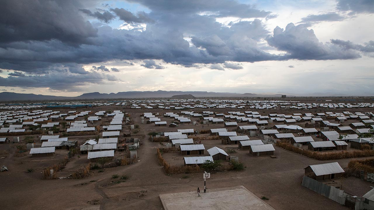 Landscape shot of Kakuma camp with clouds overhead