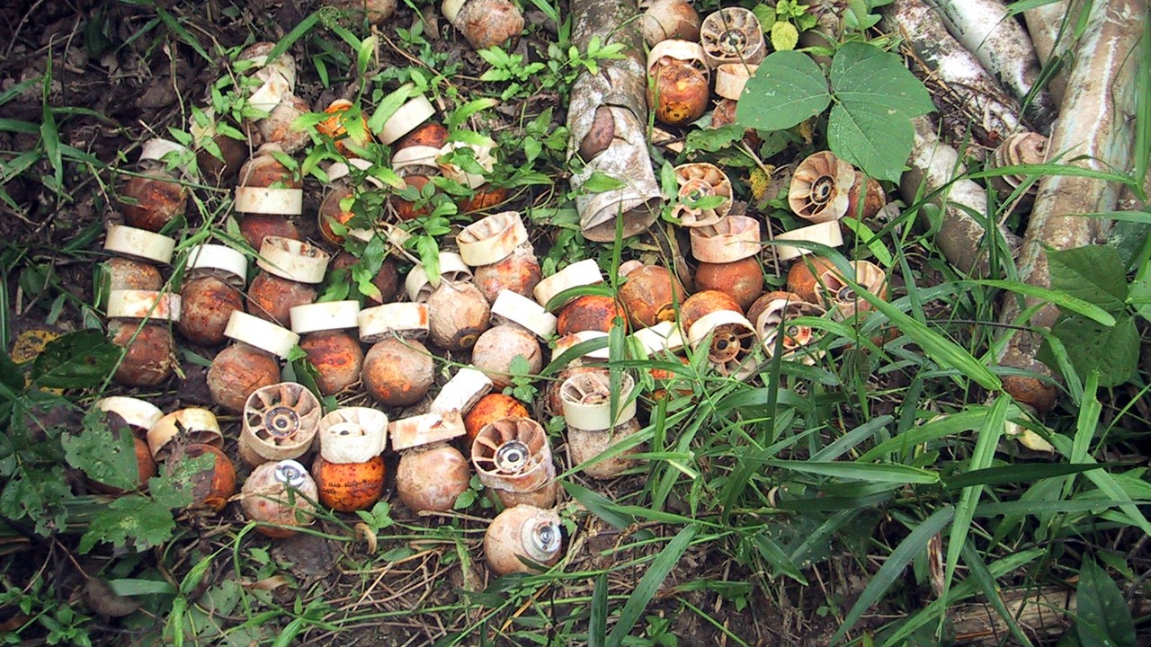 BLU 24 submunitions from a cluster bomb. Laos.