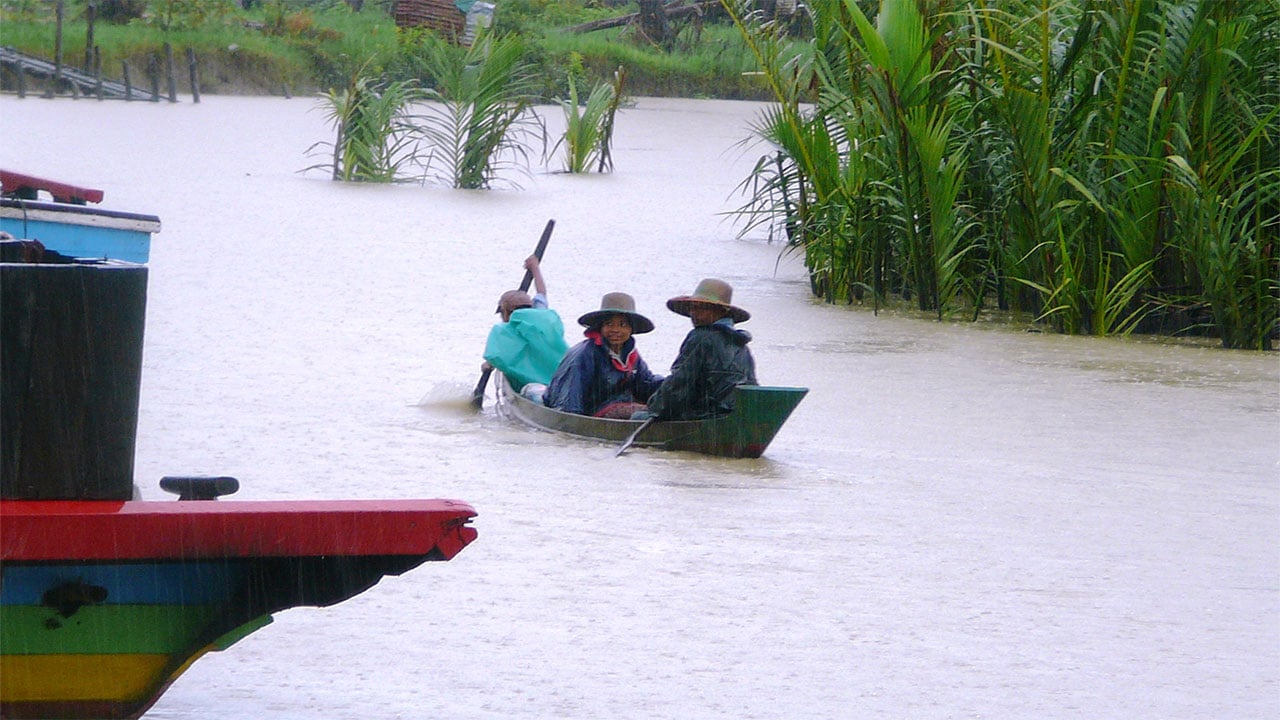 This photo of residents in the village of Kun Thee Chaung was taken during previous flooding, caused by Cyclone Nargis in 2008. Myanmar.