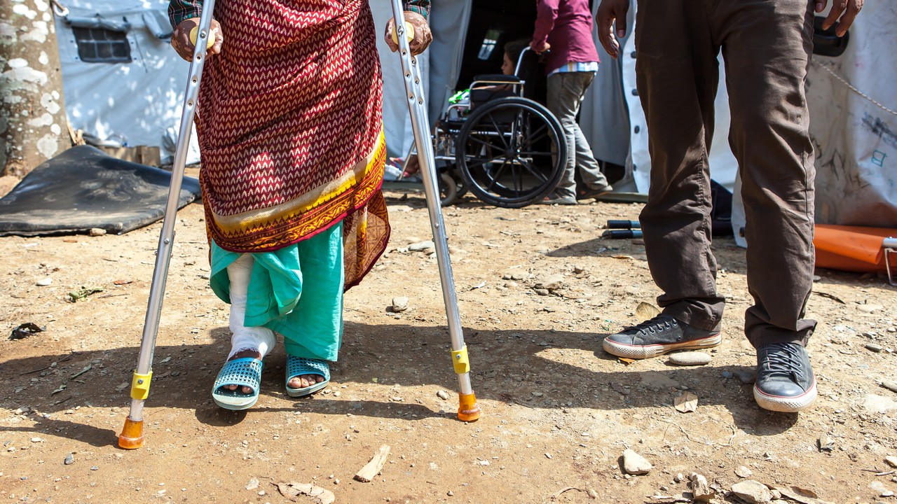 Makhamali Basnet, 60, was injured during the earthquake in Nepal.