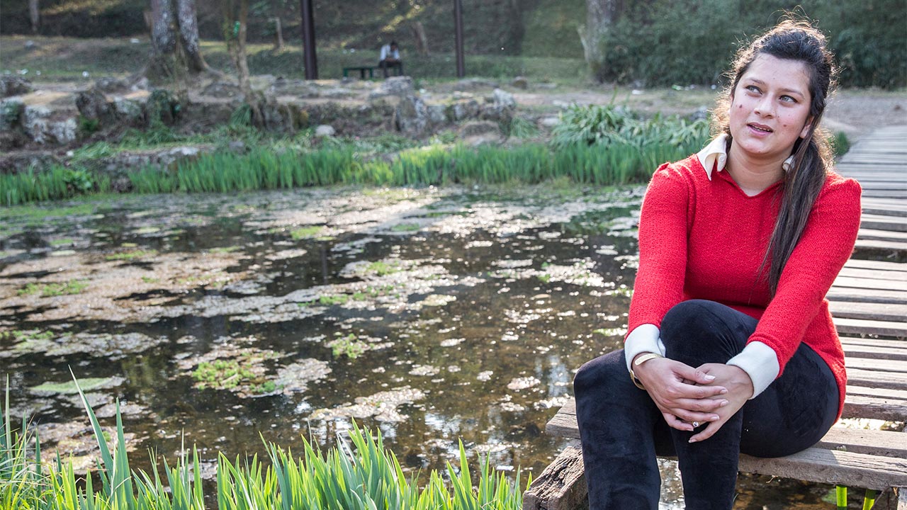 Uma Silwal, 18, lost a leg in the 2015 Nepal earthquake. She received care at the National Disabled Fund, a local rehabilitation center supported by Handicap International.