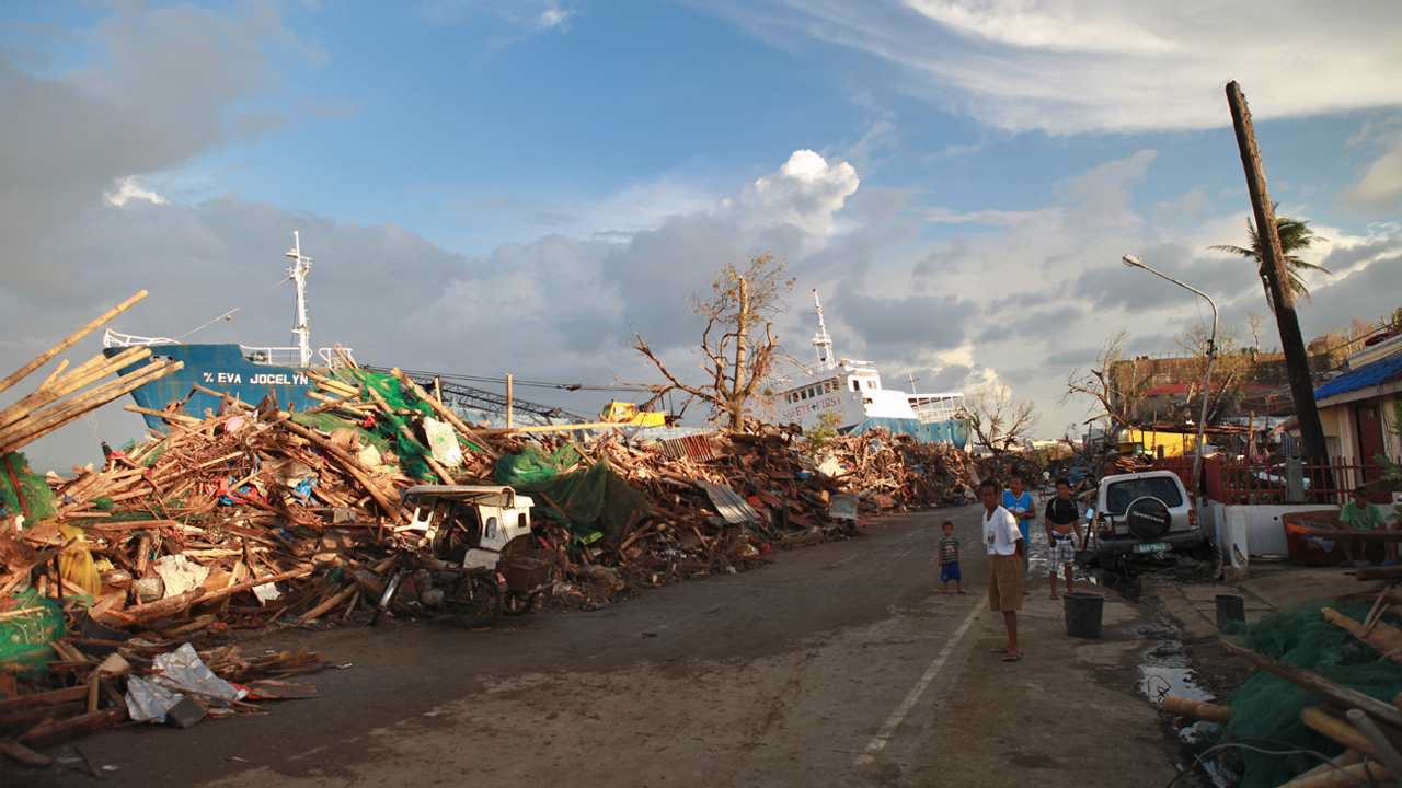 Destruction caused by typhoon Haiyan in November 2013.