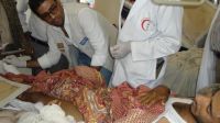 A patient is treated by Handicap International’s team in a hospital in Sana’a.