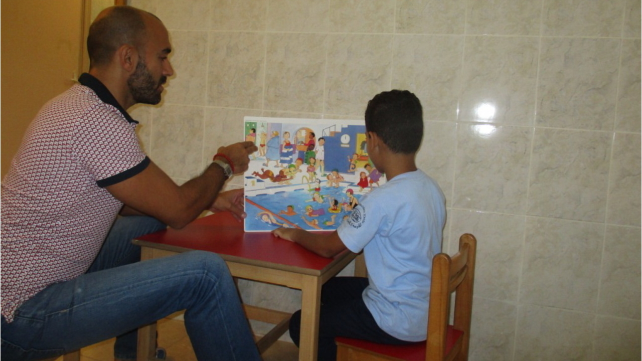 Speech therapy session in one of the three children center supported by Handicap International in Lebanon.