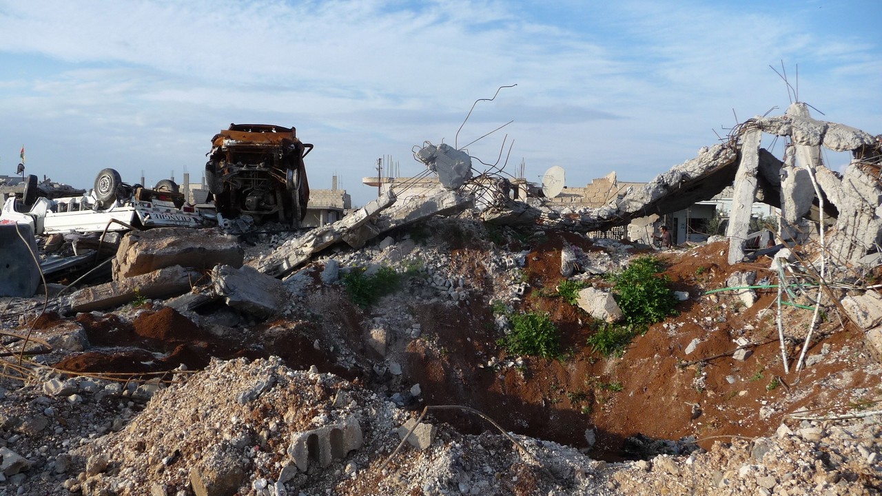 Destruction in the city of Kobani, Syria.