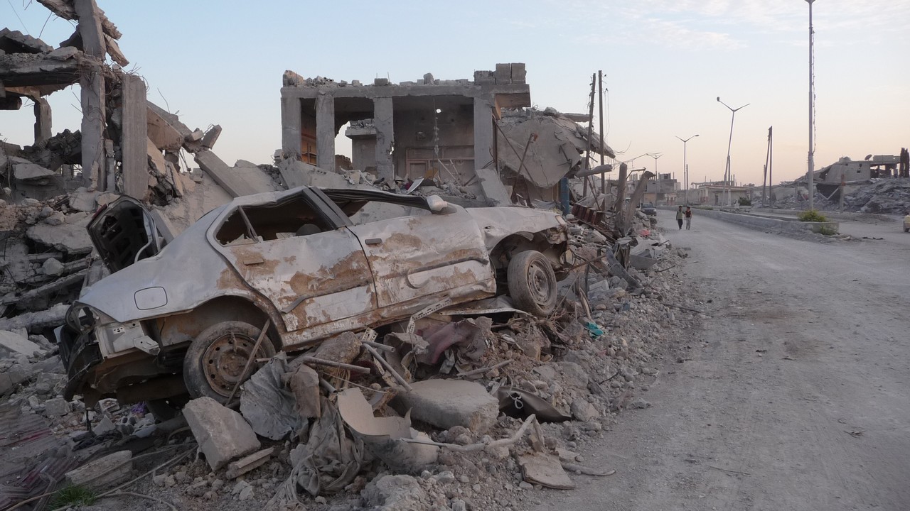 Destruction in the city of Kobani, Syria.