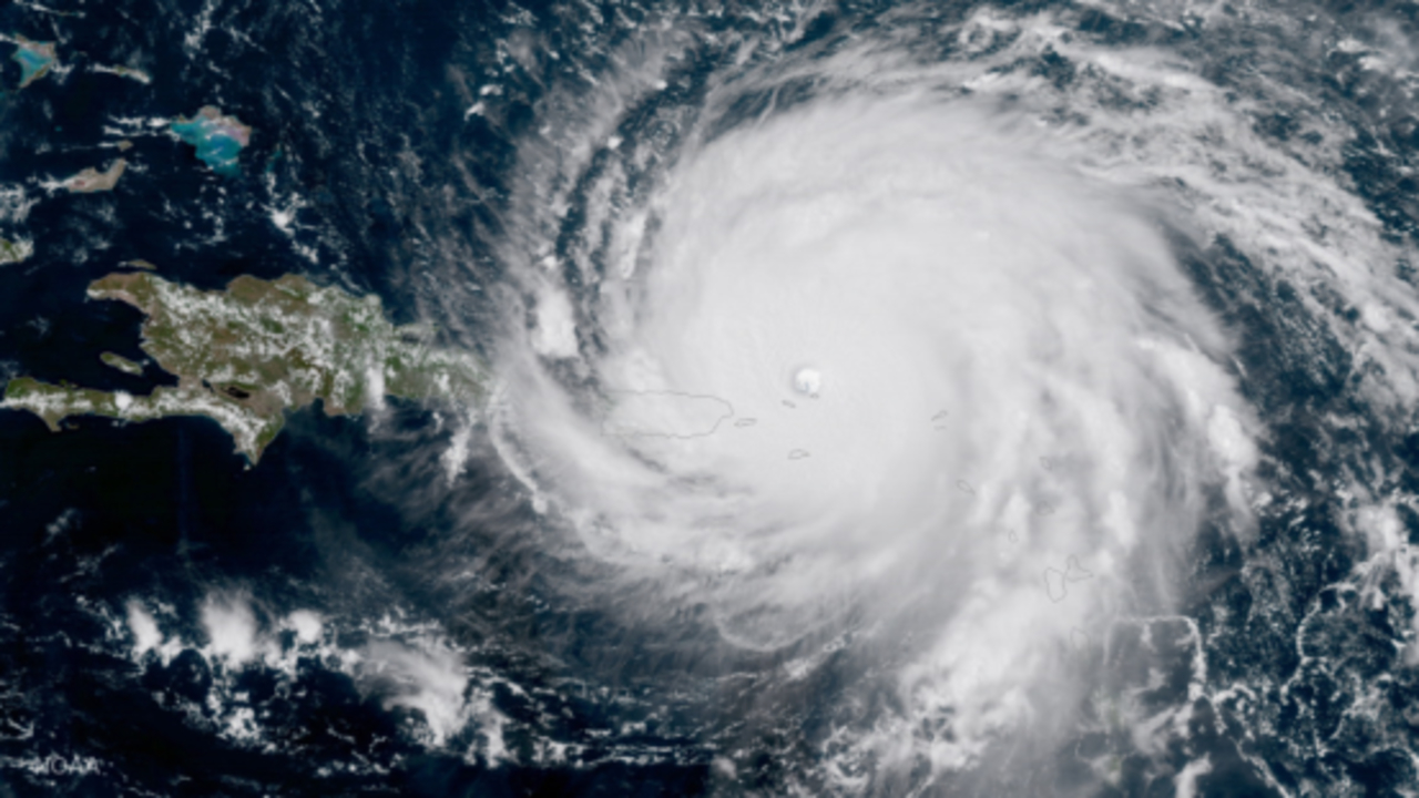 Satellite view of Hurricane Irma with a 300km radius 