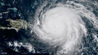 Satellite view of Hurricane Irma with a 300km radius 